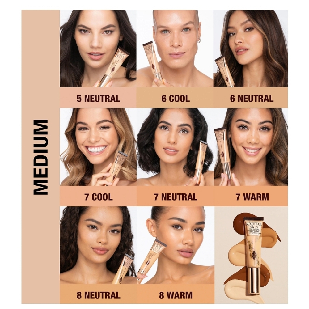 NIB $49 Charlotte Tilbury Beautiful Skin Medium Coverage Liquid Foundation 7W - Picture 3 of 7